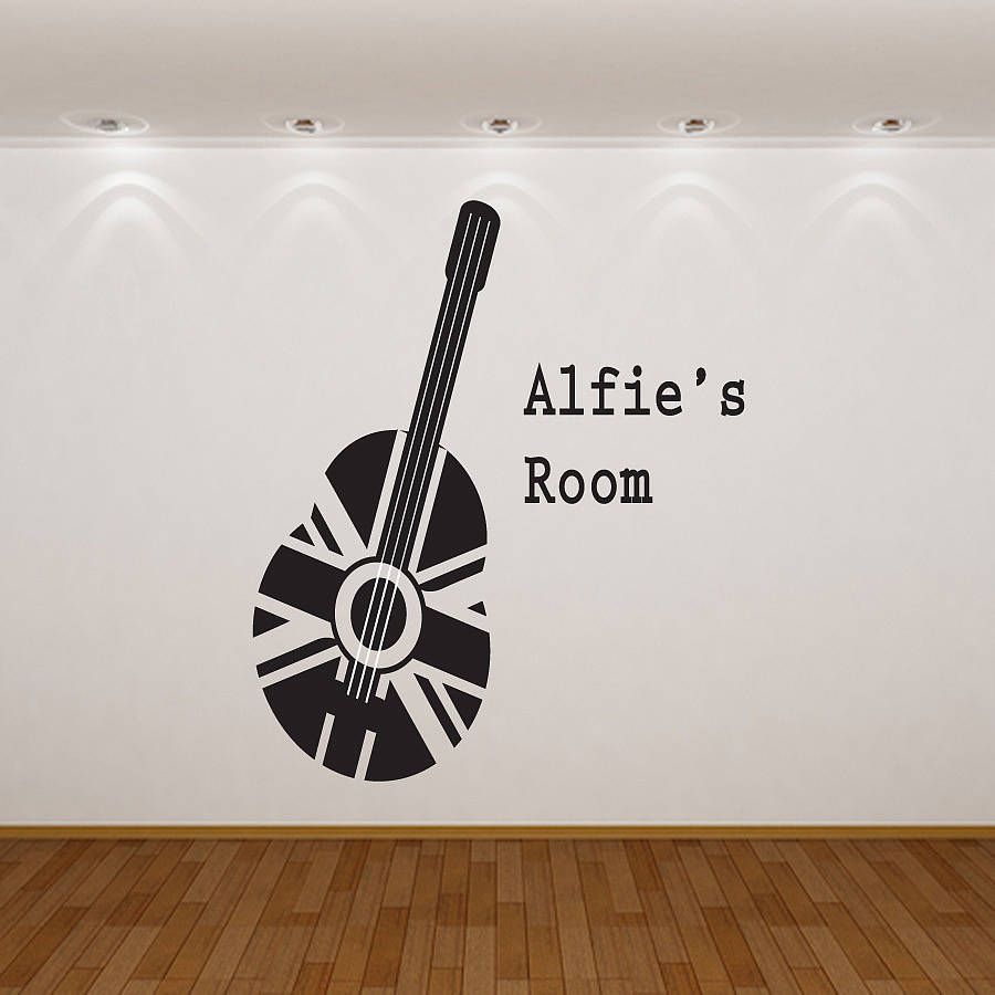 personalised union jack guitar wall sticker by almo wall art