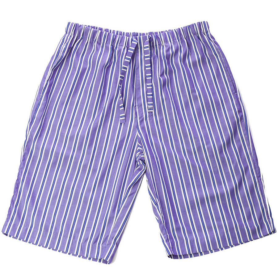 men's blue striped pyjama shorts by pj pan