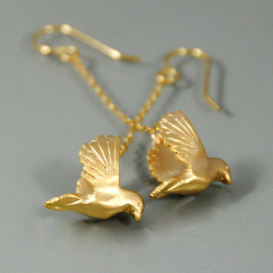 gold bird earrings by alice stewart