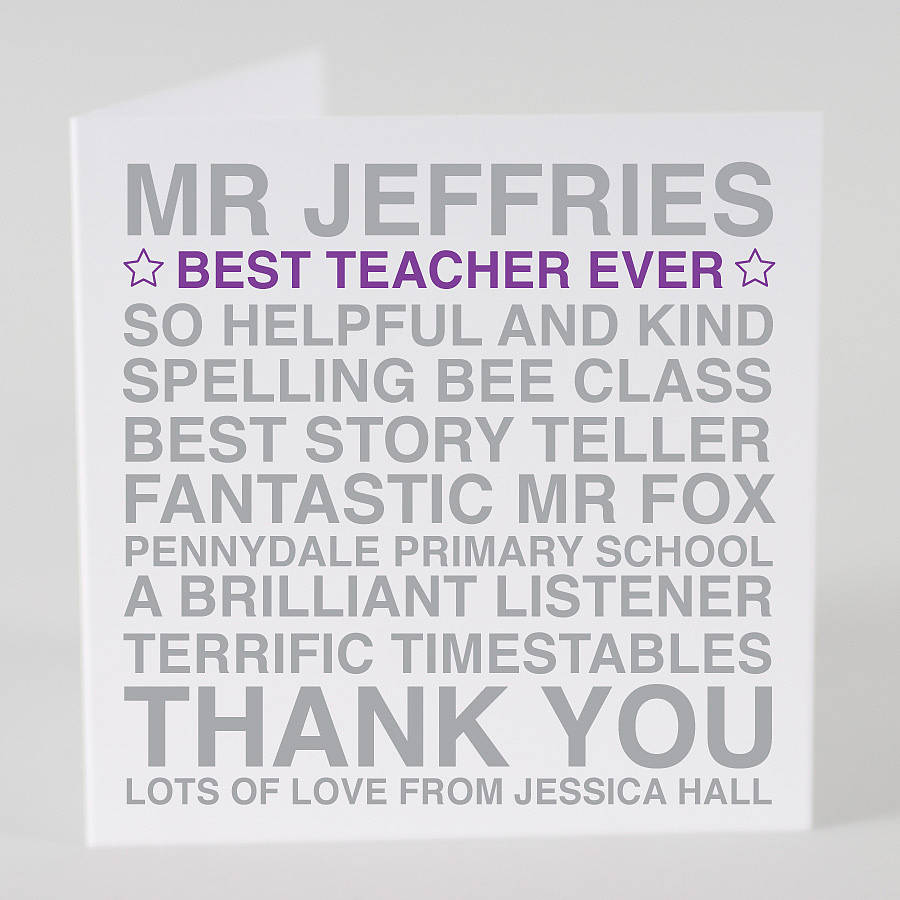 Personalised Best Teacher Ever Card And Tag By Megan Claire