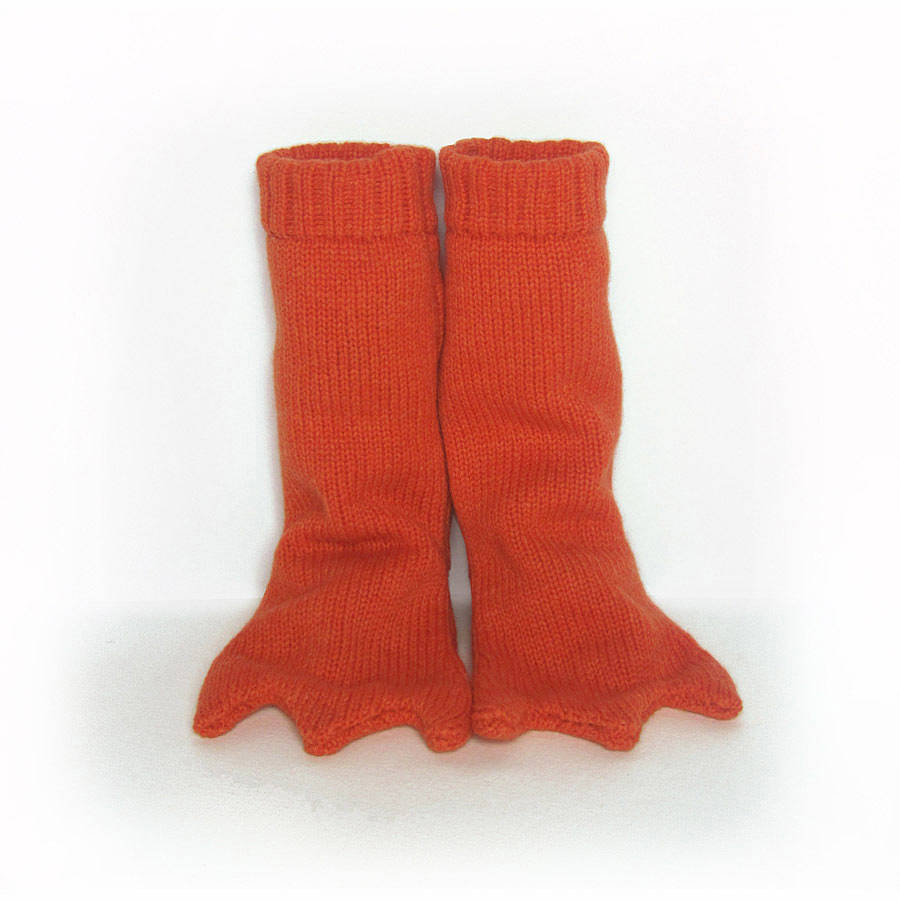 knitted duck feet booties by the miniature knit shop