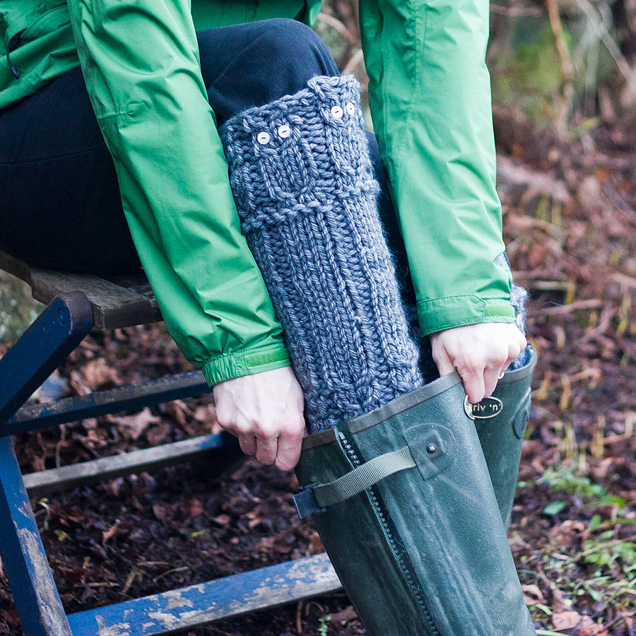 owl welly leg warmers knitting kit by the crochet project