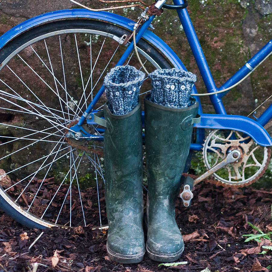 owl welly leg warmers knitting kit by the crochet project