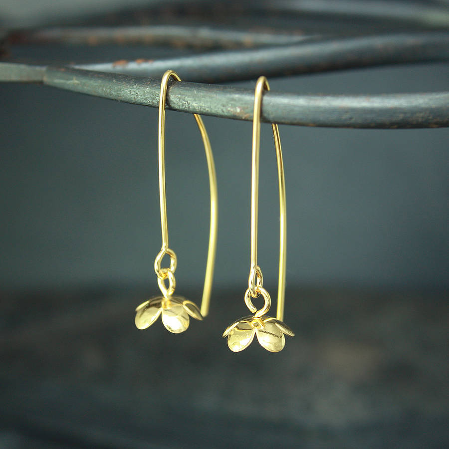 gold cherry blossom flower earrings by gabriella casemore jewellery