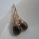 Smoky Quartz Pearl Woven Earrings By Sarah Hickey | Notonthehighstreet.com