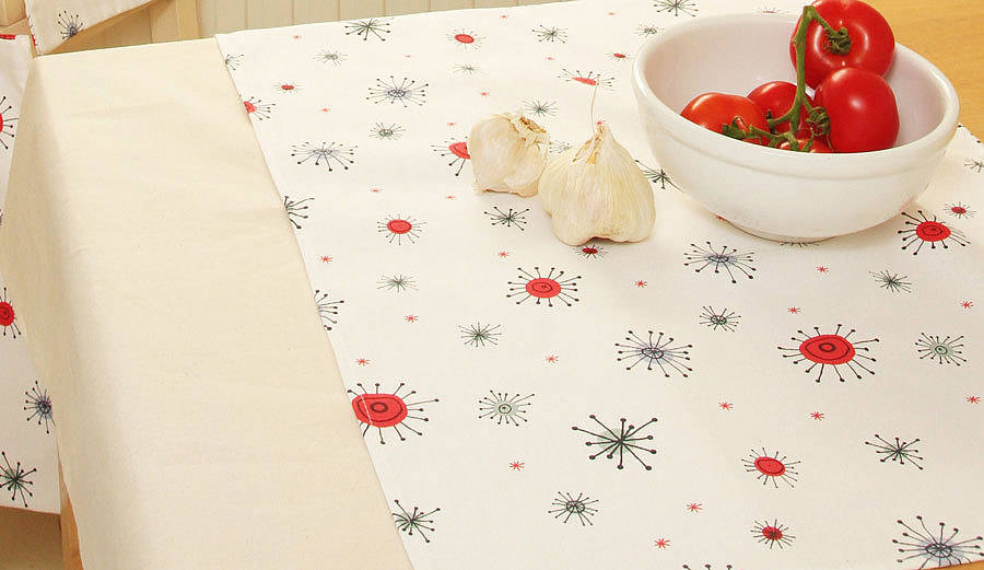 starburst christmas oilcloth tablecloth by betty boyns