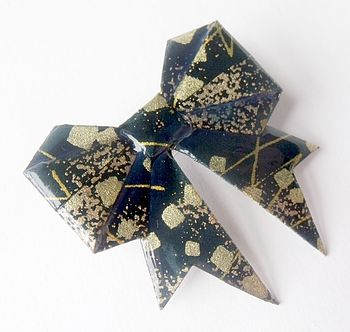 Midnight Washi Paper Origami Bow Brooch By Matin Lapin