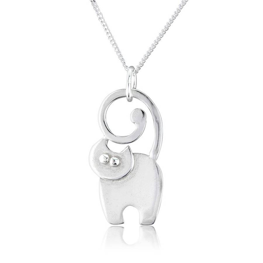 silver cat pendant by anne reeves jewellery ...