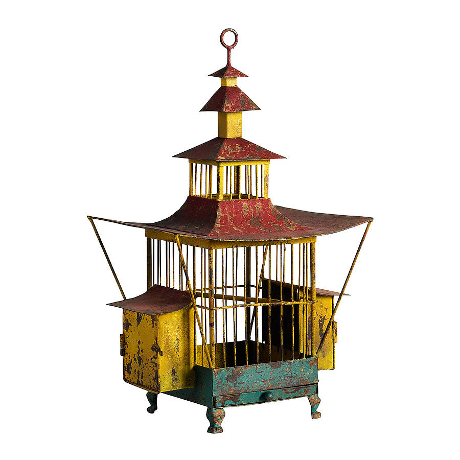 oriental red bird cage by bell & blue