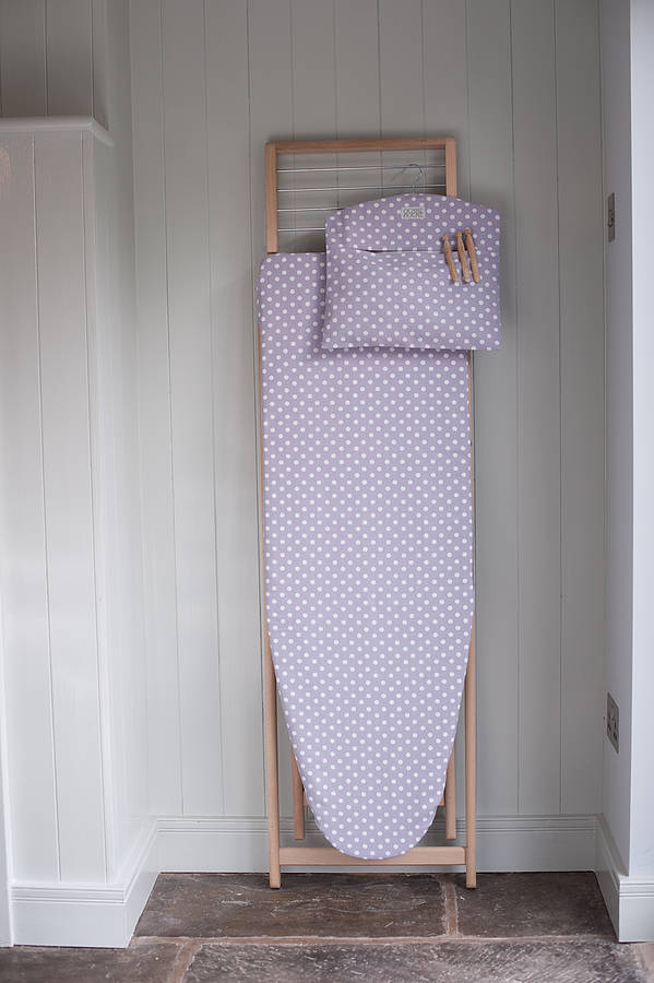 lavender polka dot ironing board cover by cottage in the hills