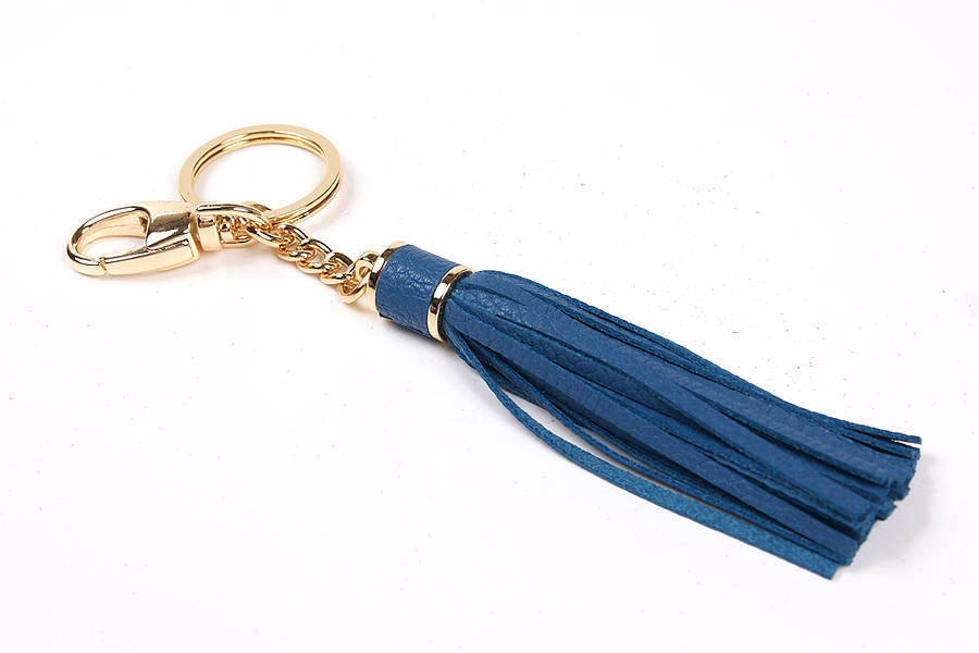 handmade leather tassel key ring charm by diddywear
