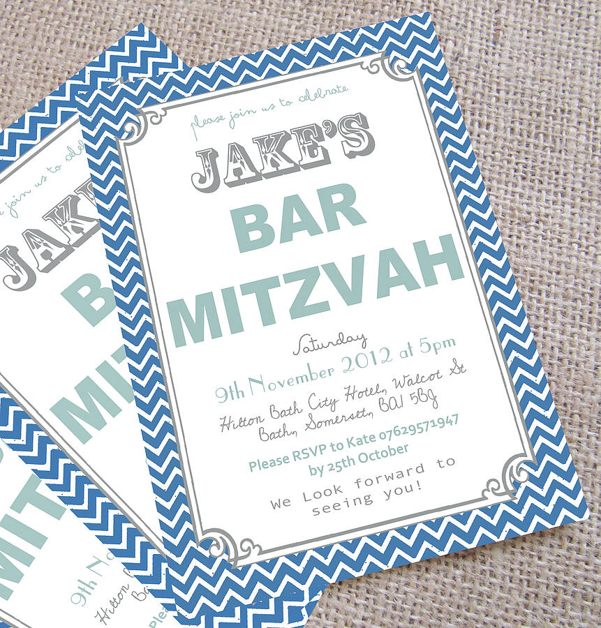 personalised 'bar mitzvah' party invitations by precious little plum | notonthehighstreet.com
