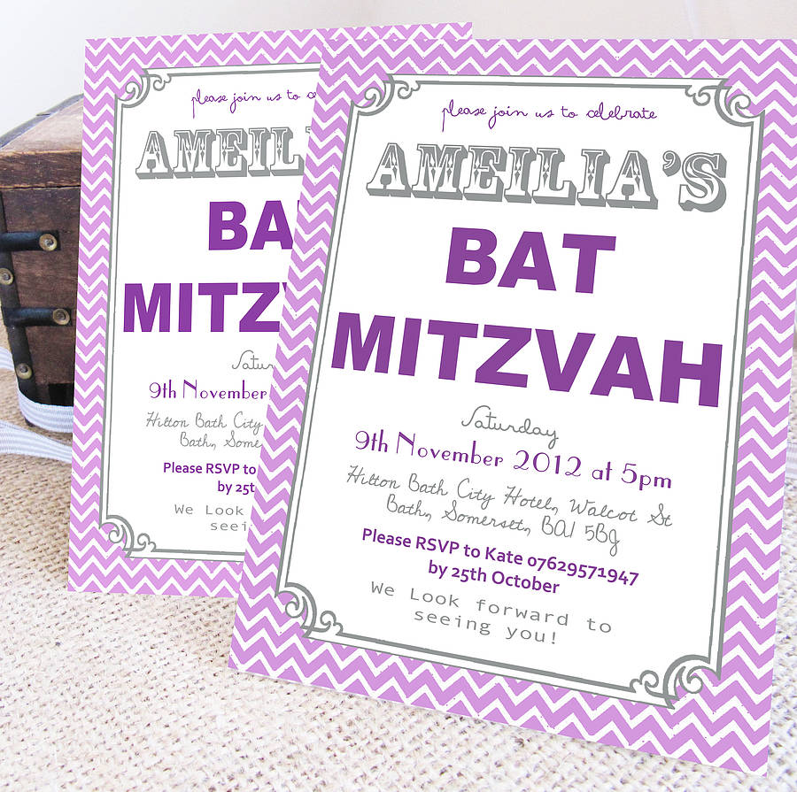 personalised 'bat mitzvah' party invitations by precious little plum | notonthehighstreet.com