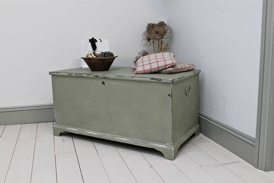 vintage painted pine bedding box by distressed but not forsaken