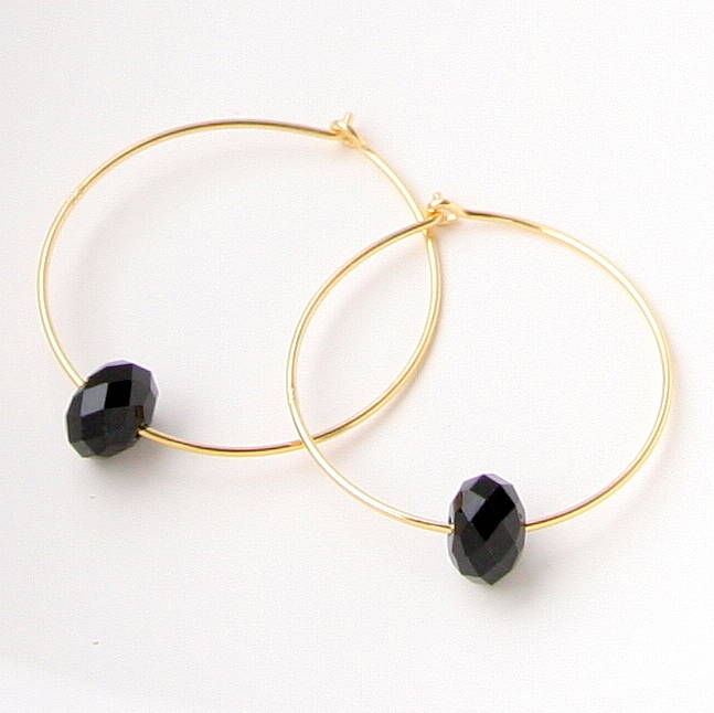 Hoops Elaborated With Swarovski Crystals In Jet Black By Myhartbeading Notonthehighstreet Com