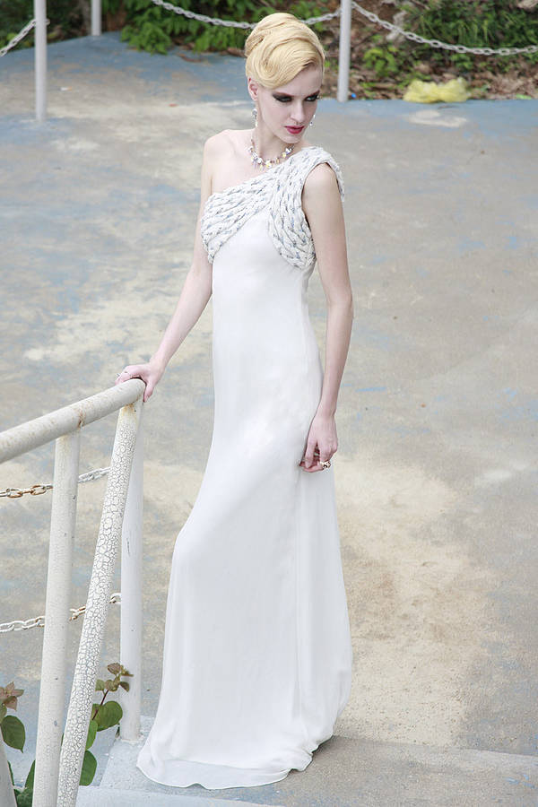 Asymmetrical Wedding Dress With Braids By Elliot Claire London 