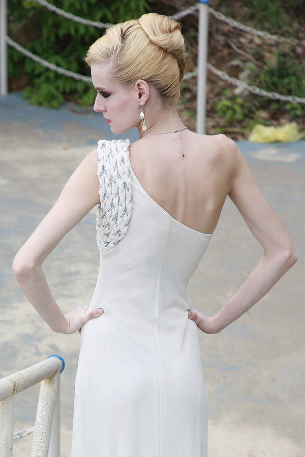 Asymmetrical Wedding Dress With Braids By Elliot Claire London 