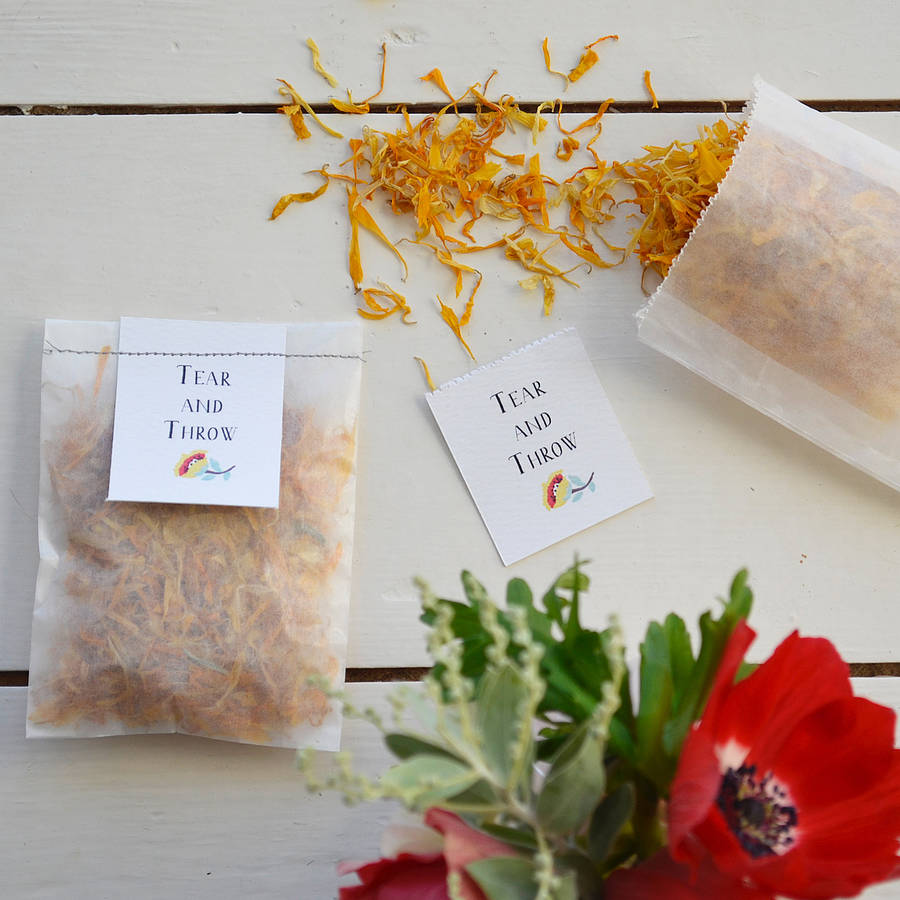 personalised spring wedding confetti bags by lucy says i do