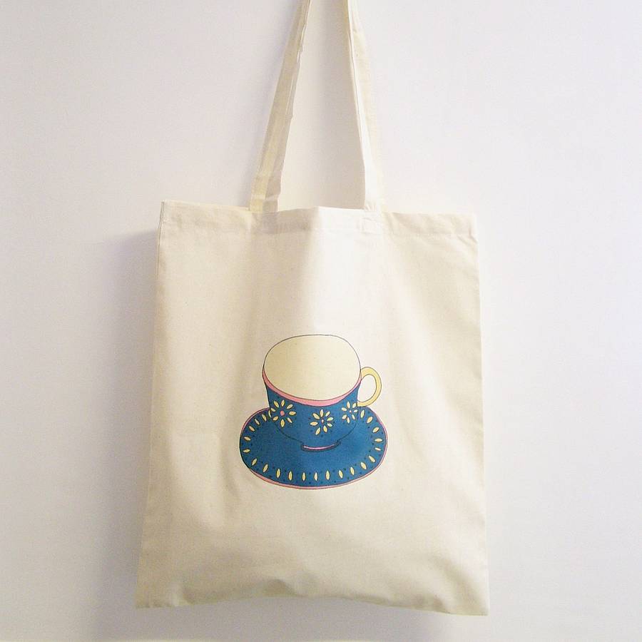 sale custom scandinavian teacup canvas bag by hannah stevens