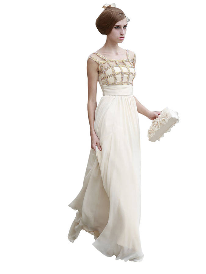 ivory long evening dresses