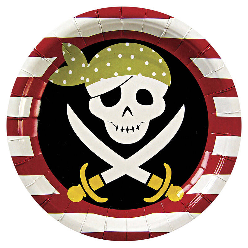 set of 12 pirate party paper plates by doodlebugz