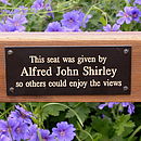 personalised memorial bench plaque by england signs