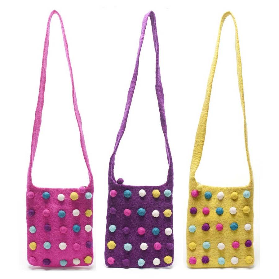 handmade felt dotted felt bag by felt so good