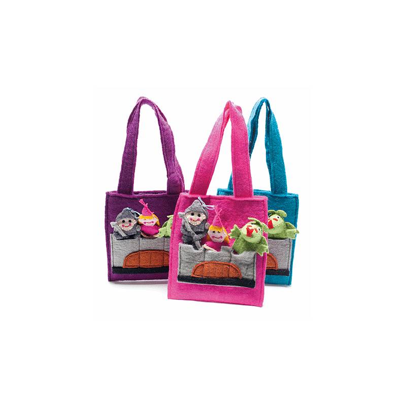 handmade felt medieval finger puppet bag by felt so good