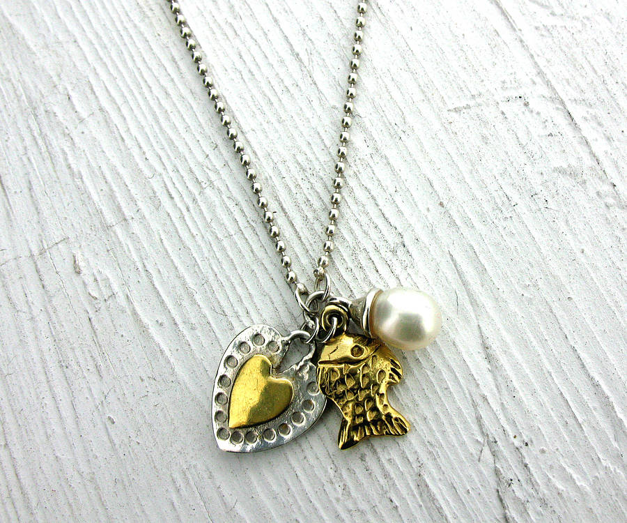 silver and gold vermeil charm necklace by will jewellery design