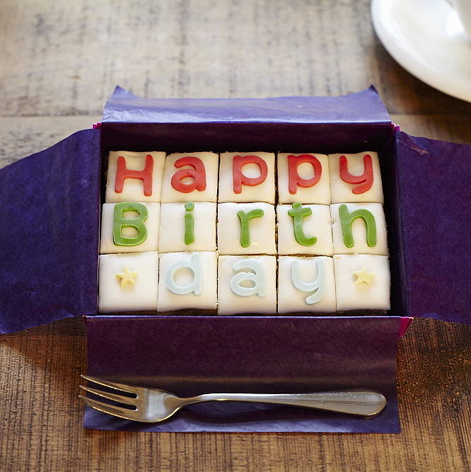 happy birthday letterbox cake by the cake nest