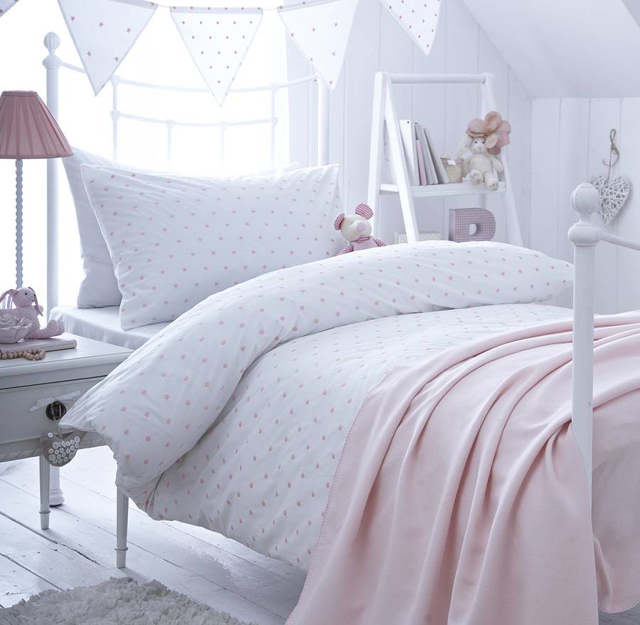 Original dotty pink embroidered duvet cover