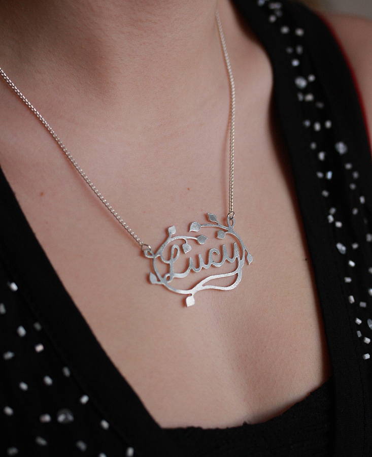 Handmade Silver Decorative Name Necklace By Jemima Lumley Jewellery 