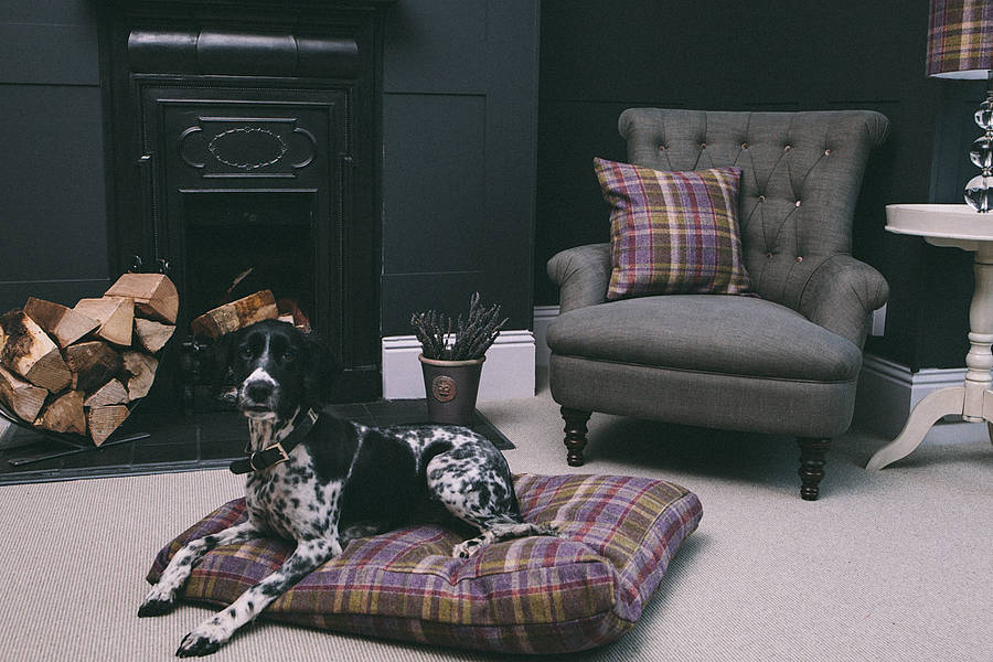 tartan dog bed by pins and ribbons