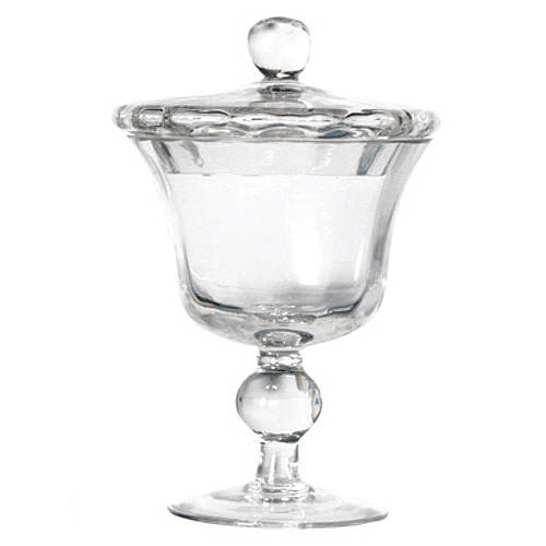 small & large glass footed bon bon jars by dibor