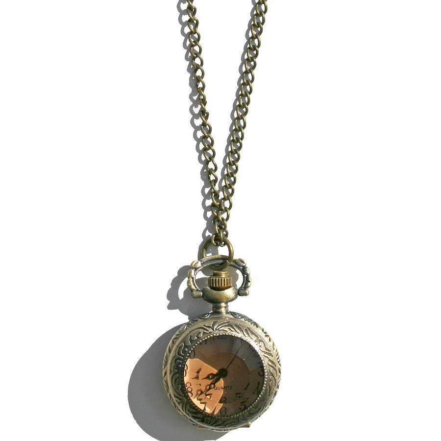 rose locket clock necklace by hayley & co