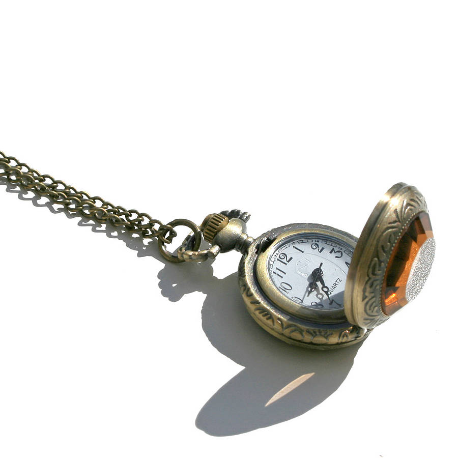 rose locket clock necklace by hayley & co