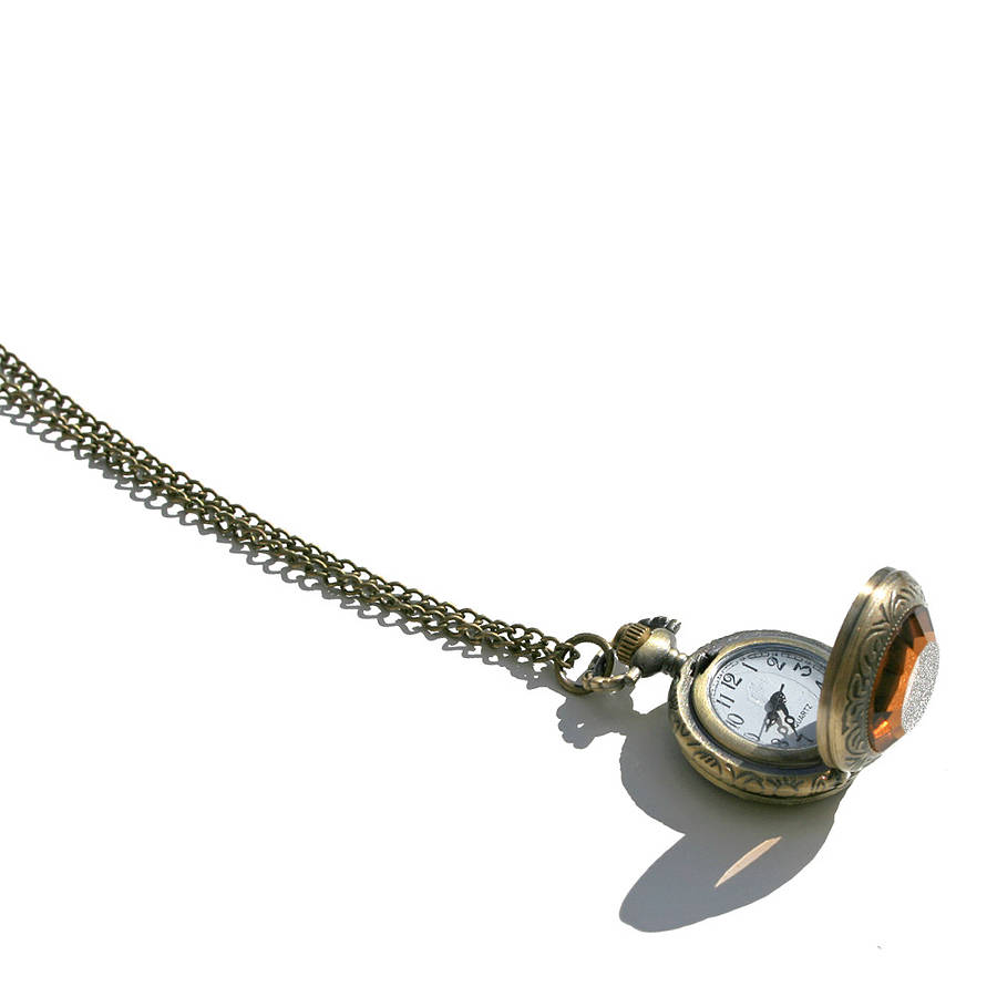 rose locket clock necklace by hayley & co