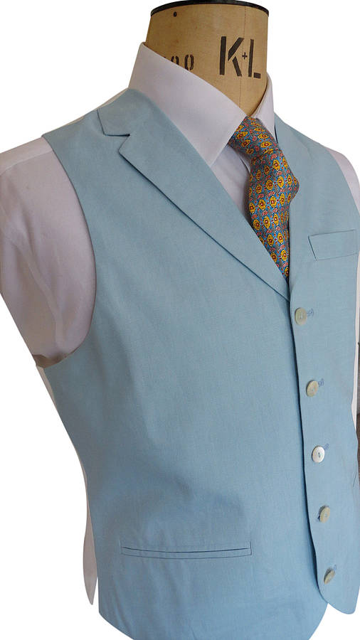 single breasted linen waistcoat with lapels by sir plus