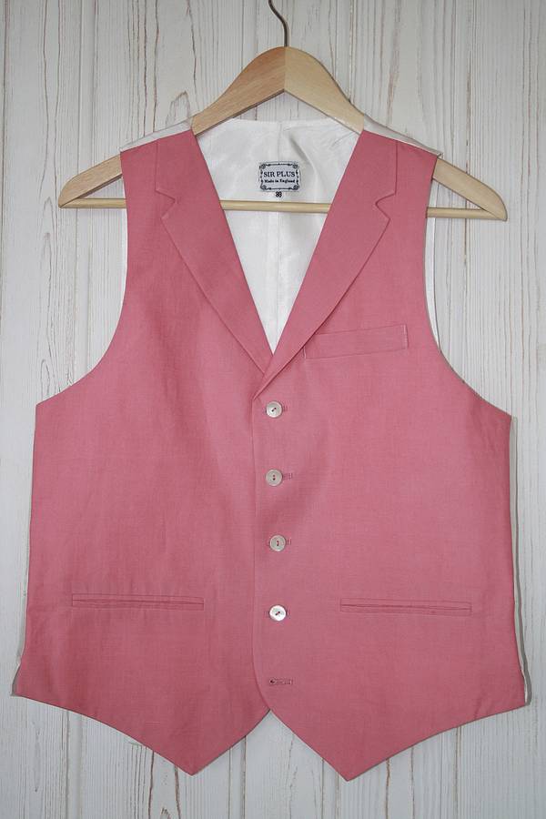 single breasted linen waistcoat with lapels by sir plus