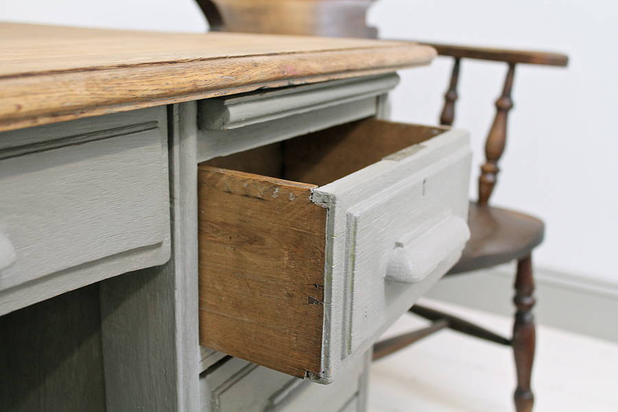 antique victorian painted oak office desk by distressed ...
