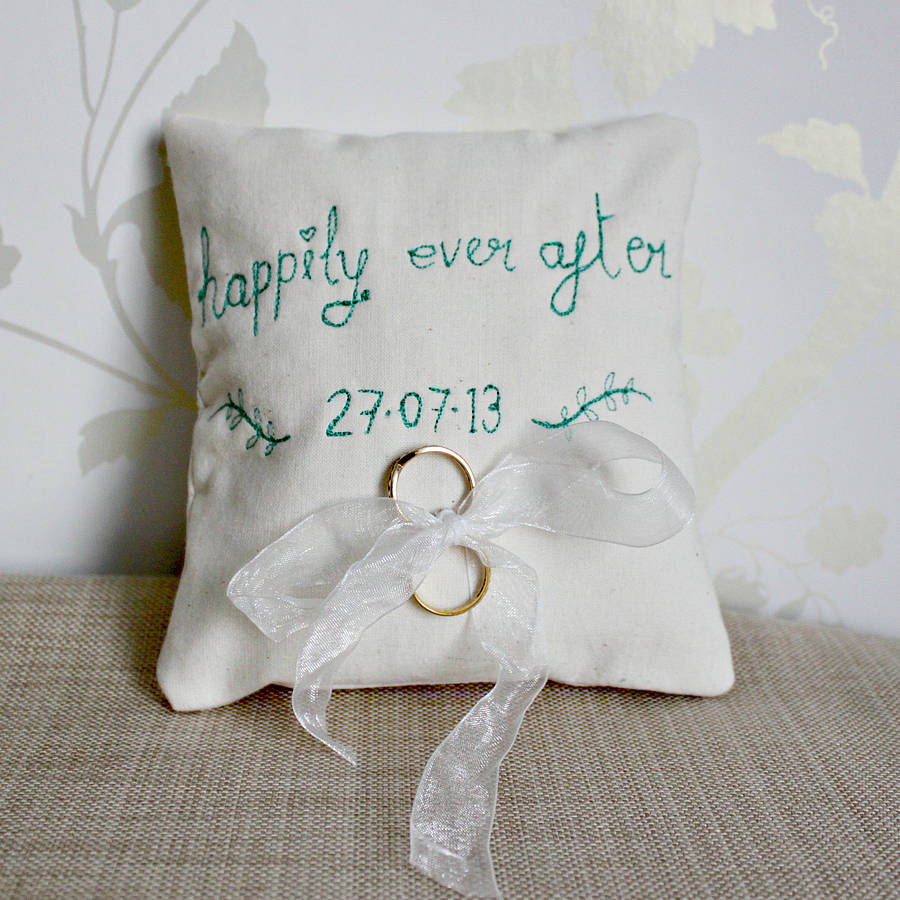 personalised wedding ring cushion by mr teacup