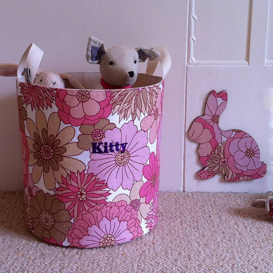 personalised vintage fabric toy storage tub by auntie mims