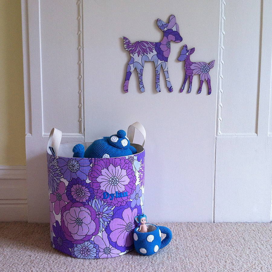 personalised vintage fabric toy storage tub by auntie mims