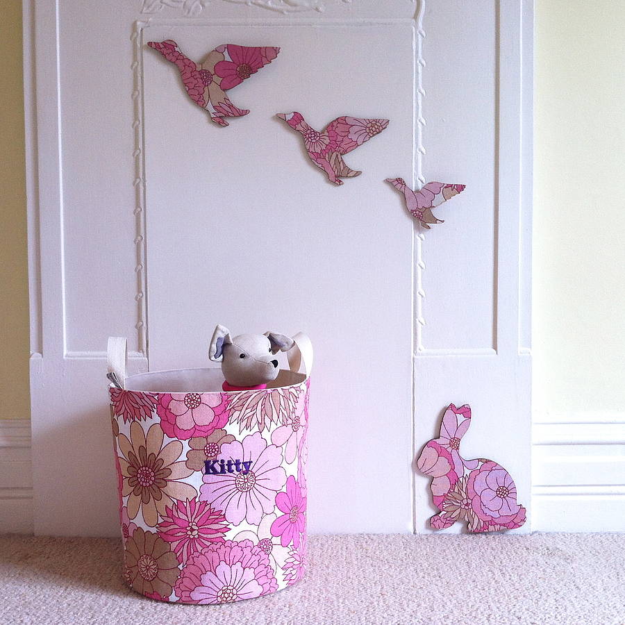 personalised vintage fabric toy storage tub by auntie mims
