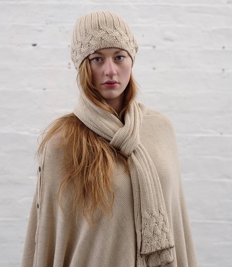alpaca cable knit long scarf by samantha holmes
