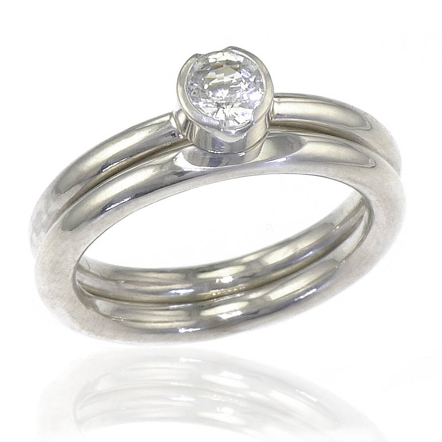 white sapphire engagement ring set by lilia nash jewellery