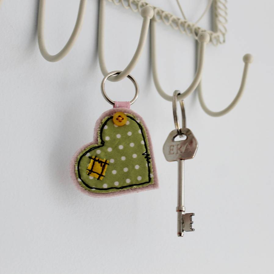 wide heart fabric key ring by honeypips