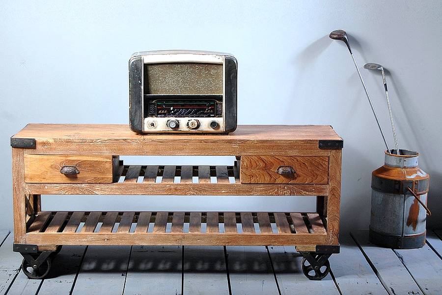 vasco upcycled tv/plasma unit on wheels by little tree furniture
