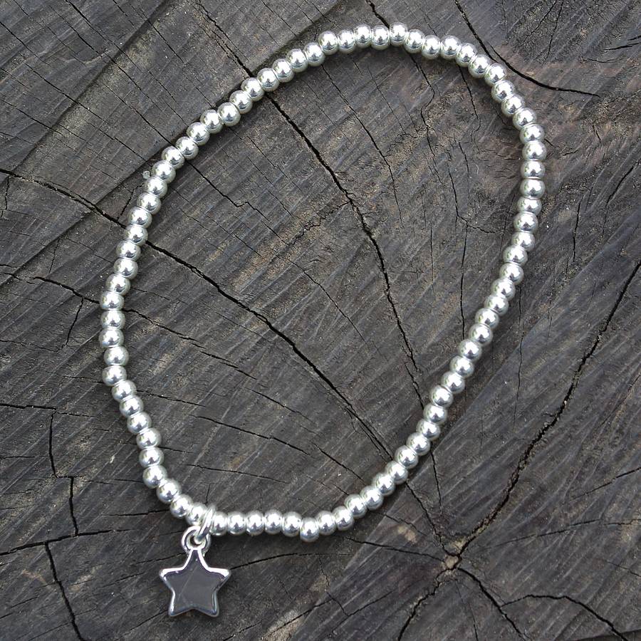 silver bead star friendship bracelet by nest