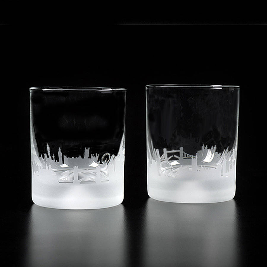 pair of london skyline crystal tumblers by inkerman london